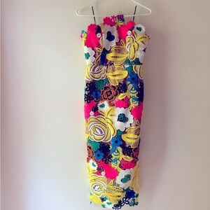 Milly Multi Color Lace Midi Dress Size 6